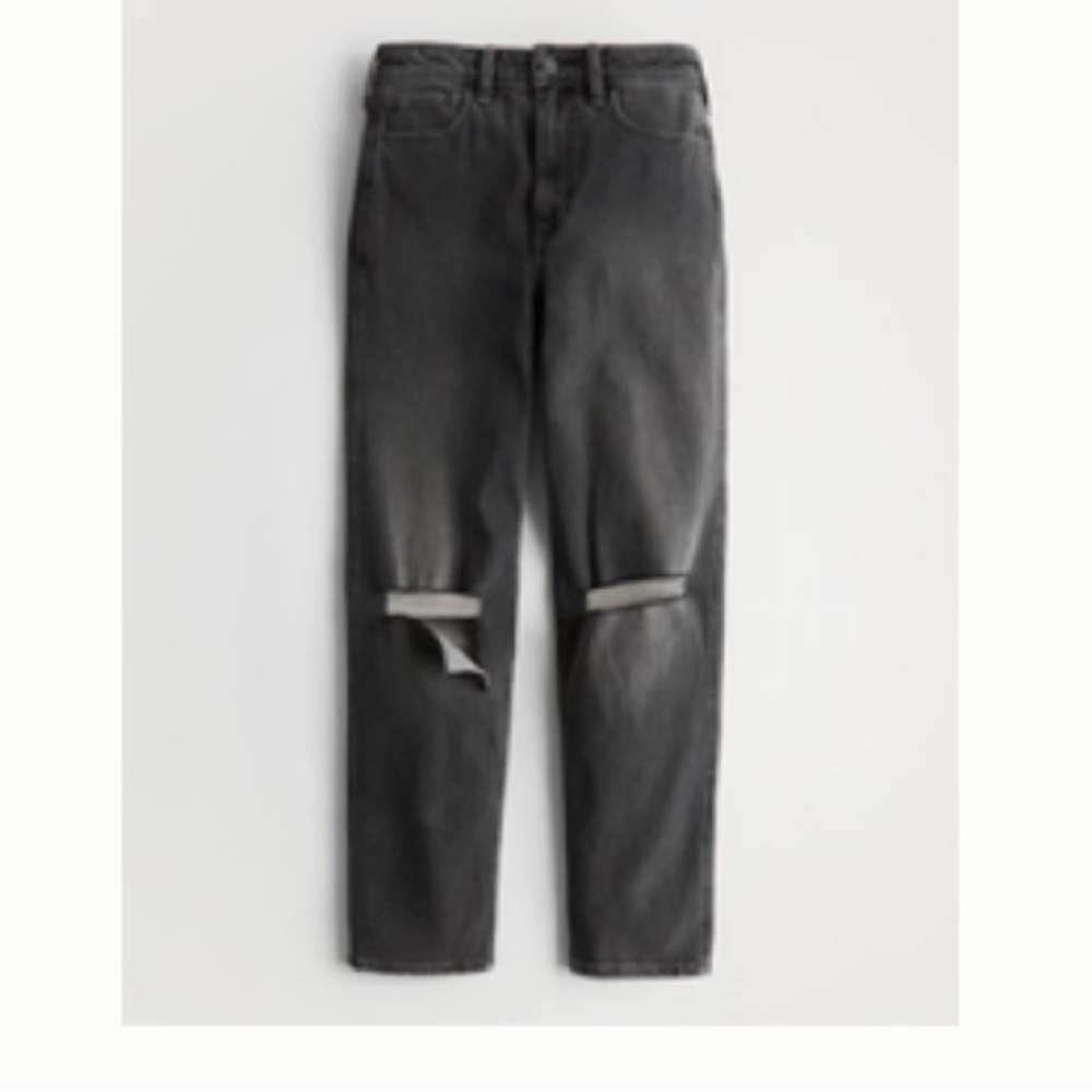 Hollister high-rise ripped black mom jeans 25W